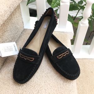 GEOX Respira Black Suede Driving Loafers 38.5